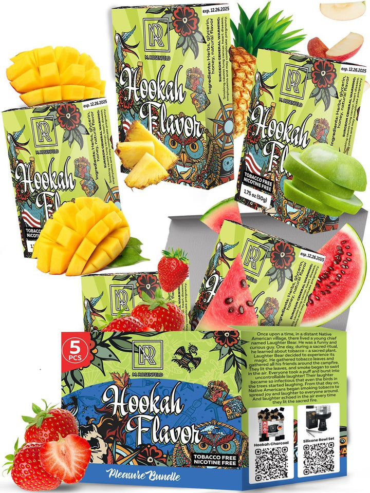 Non-Tobacco Shisha Sampler (5 x 50g) | Watermelon, Apple, Mango, Pineapple, Strawberry